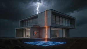 Chống Sét Có Hiệu Quả Không, Sơ đồ nguyên lý hoạt động của hệ thống chống sét trực tiếp (kim thu sét) và chống sét lan truyền (SPD) cho nhà phố.